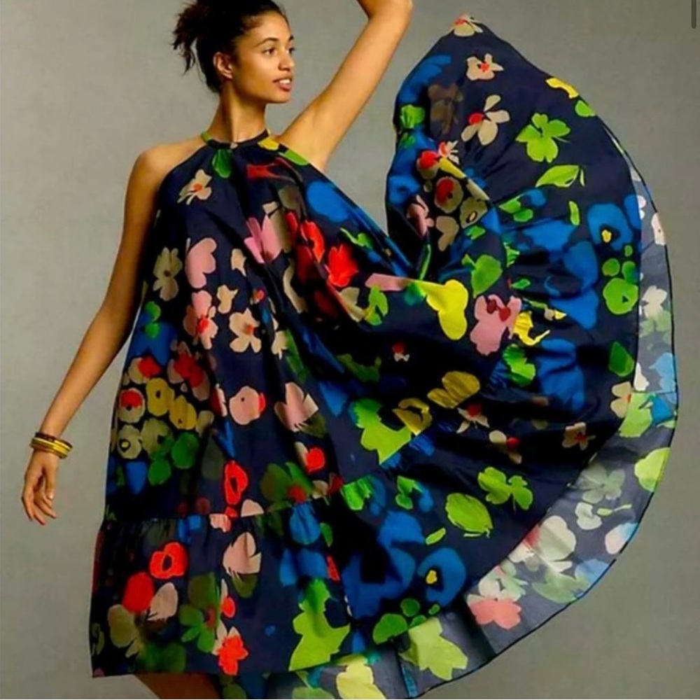 Anthropologie WHIT TWO Floral Halter Midi Dress NWT